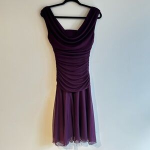 Le Château Deep Purple Ruched Midi Dress